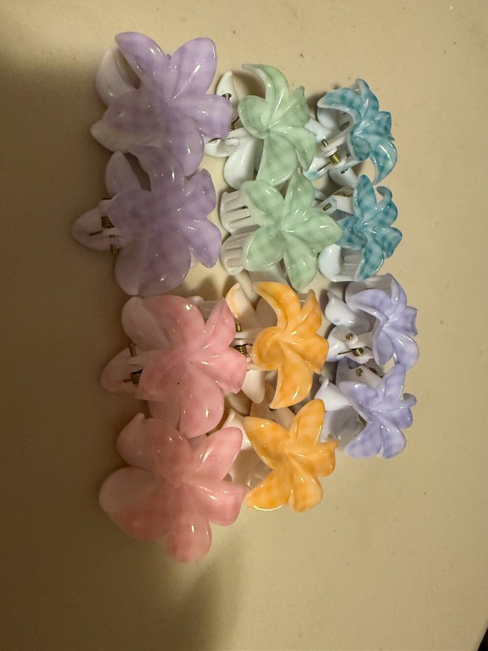 Pack of 12 Small Plumeria Claw Clip Hair Accessory